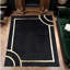 Tapis noir à bordure géométrique dorée_3 X 5 Ft-89290889