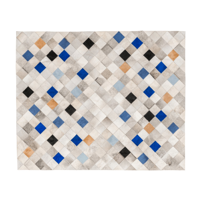 Art Hide Cowhide Area Rug in Blue, Rectangle 9' x 12'