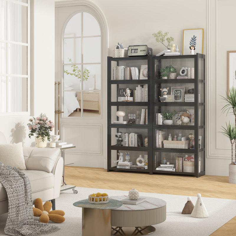 5-Tier Storage Cabinet Freestanding Multipurpose Bamboo Bookcase Tall Versatile Organizer Shelf for Bathroom Bedroom Living Room