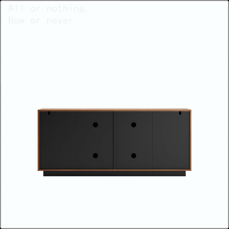 Mid-Century Sideboard with 3D Triangular Doors and Floating Base