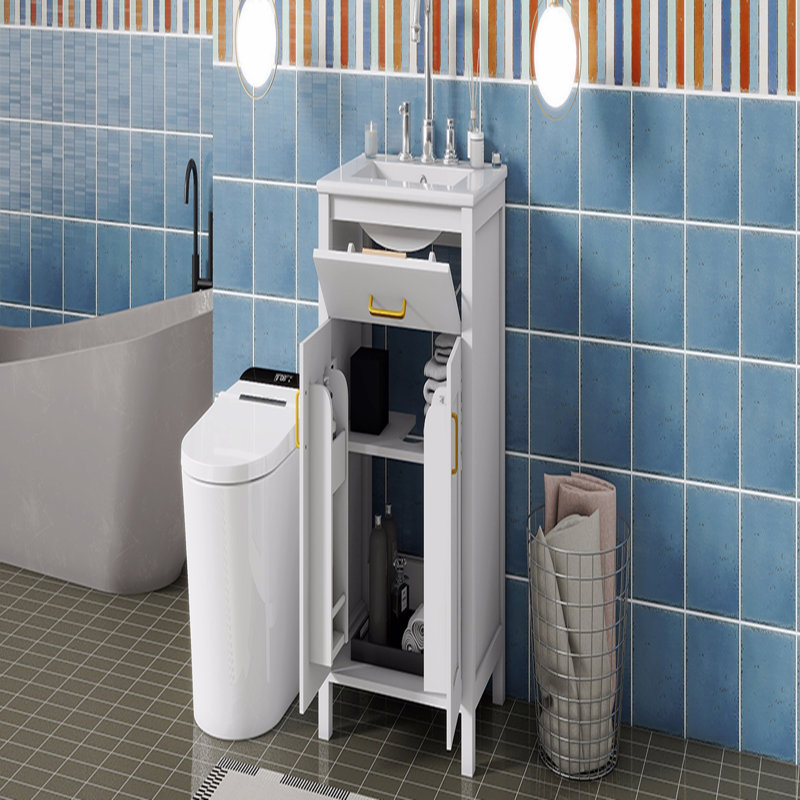 Ensemble de meuble-lavabo 24 po avec lavabo en céramique, meuble-lavabo peu encombrant - l 24 po x P 18 po x H 34 po, 2 portes à fermeture en douceur