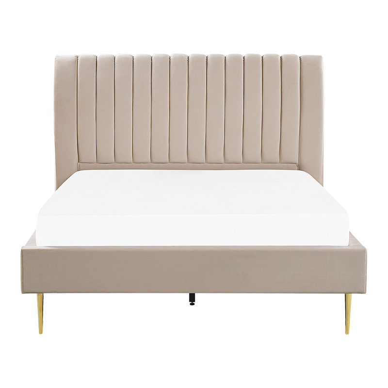 Caroline Upholstered Bed, Beige, Double (4'6)