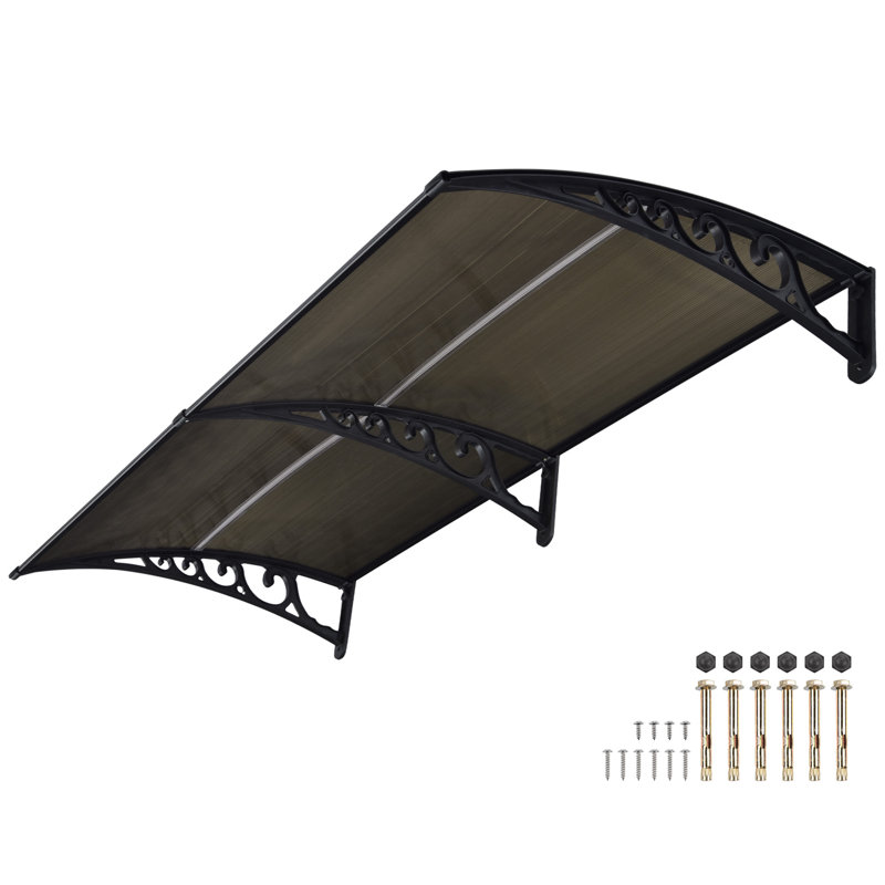 Yescom 38'' W x 9.8'' D Plastic Cover Retractable Patio Awning, Brown