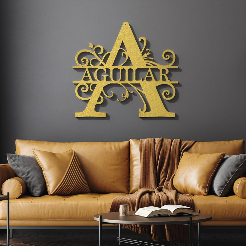Custom Name Letter Monogram Family Personalize Wedding Gift Cabin Outdoor Metal Signs Wall Decor, Black, 36" H x 36" W, Yes