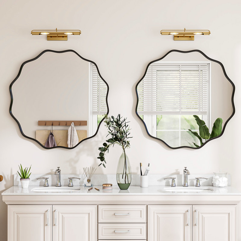Miroir décoratif mural rond, Noir, 30 po x 30 po