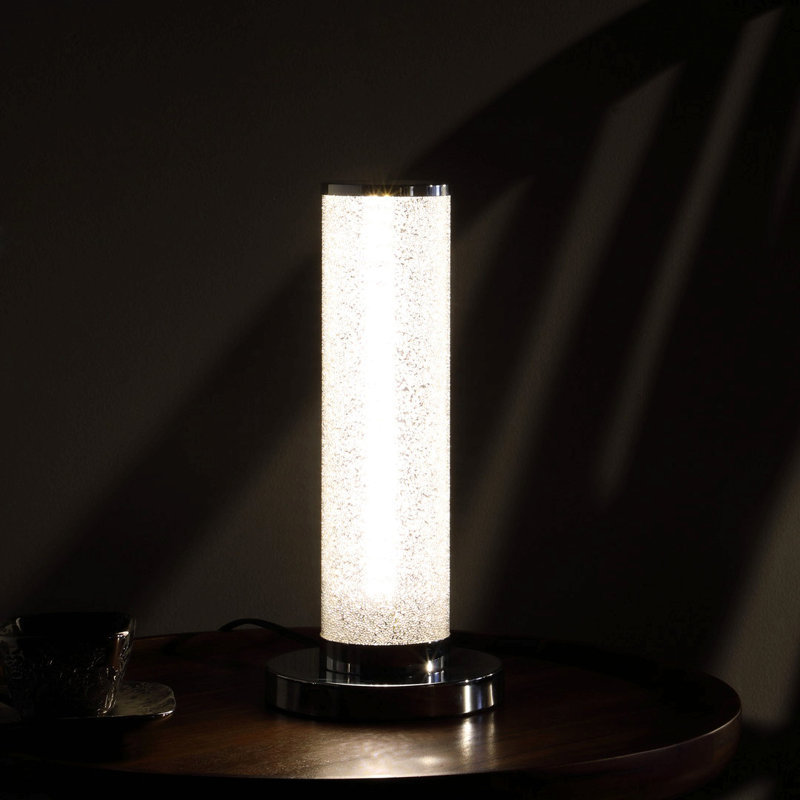 Lampe de table colonne en cristal de sable blanc 13 pouces