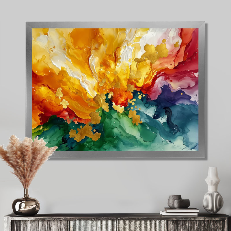 Alverson - Abstract Wall Art, Argent argent, H 30 po x l 40 po, Cadre simple