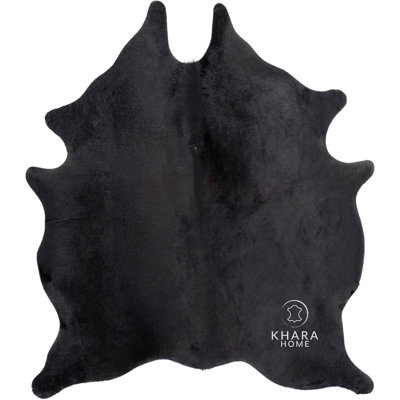 Genuine Cowhide Rug Large 5X7 Ft Solid Black Leather Area Rug For Living Room – From Argentina