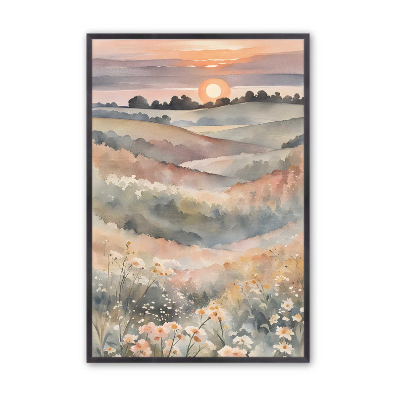 Sunset in Blooming Valley I print dans un cadre, H 15,25 po x l 12,25 po, Zinc patiné