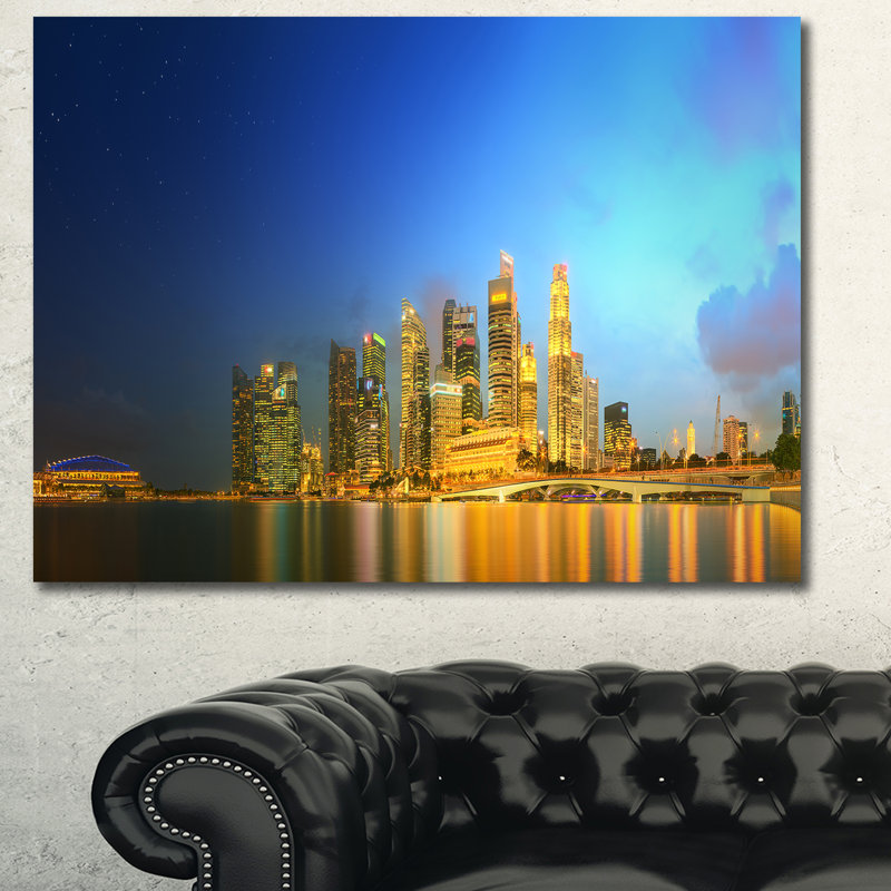 «Singapour horizon et marina bay», impression, H 20 po x l 20 po x P 1 po, Toile tendue