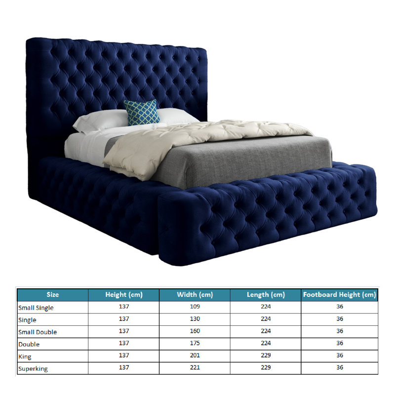 Aldon Upholstered Bed, Blue, Small Single (2'6)