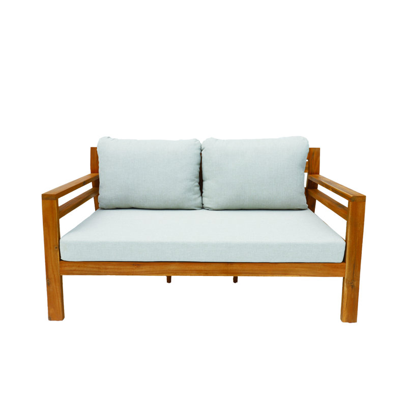 Acacia Wood Outdoor Loveseat With Cushions