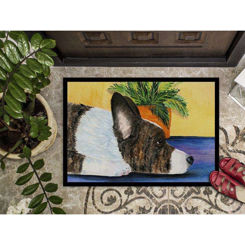 Tapis de porte d’intérieur anti-dérapant corgi, Rectangle 2 pi x 3 pi