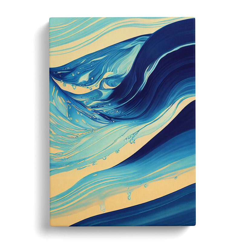Ocean Wave Paint Abstract - Wrapped Canvas Print, 50cm H x 35cm W x 3cm D