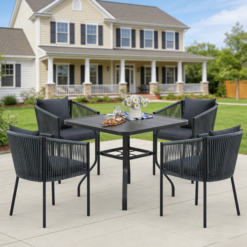 Ensemble repas pour 4 personnes Deasiah, Noir/gris
