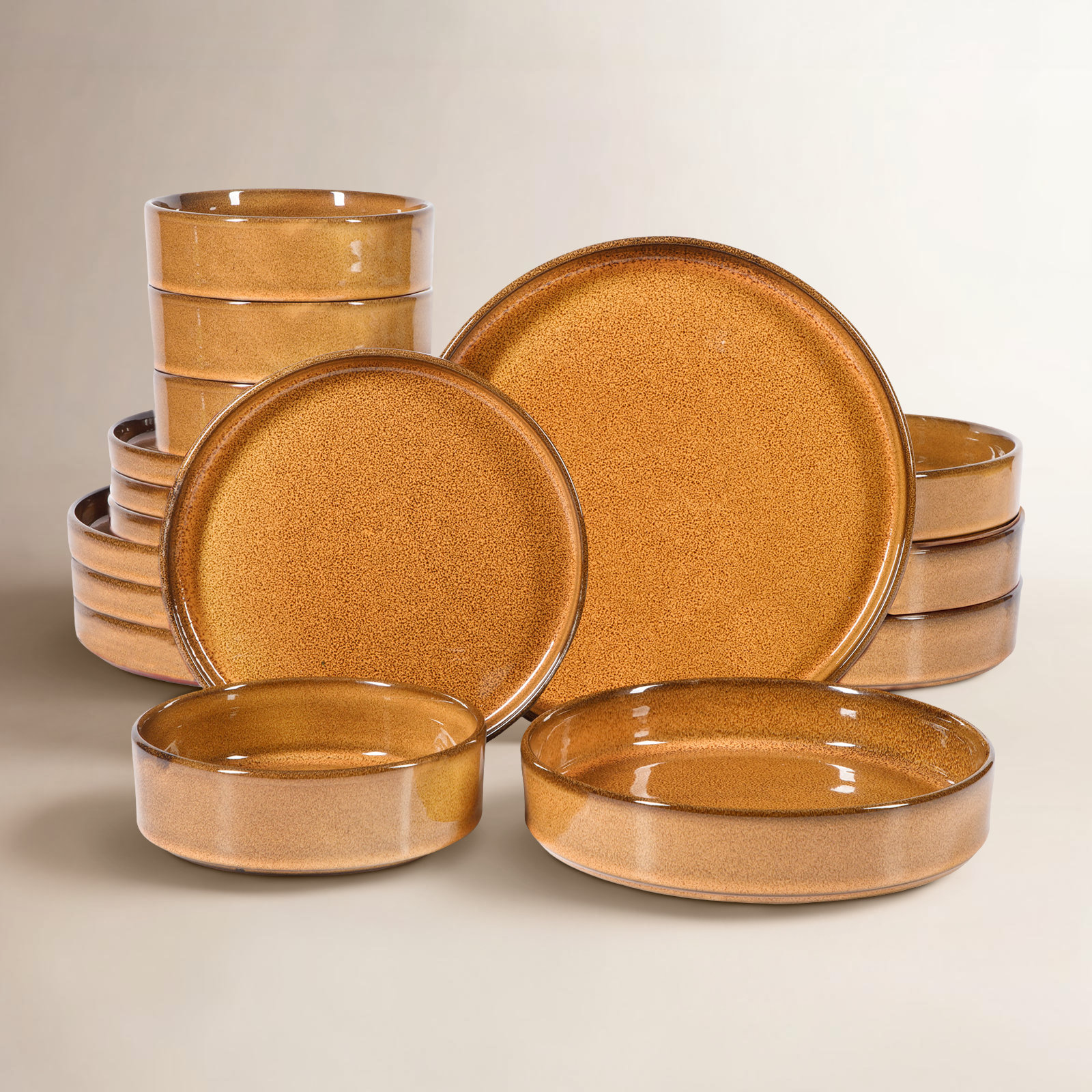 Santorini Terracotta Dinnerware Set - Service for 4, Amber