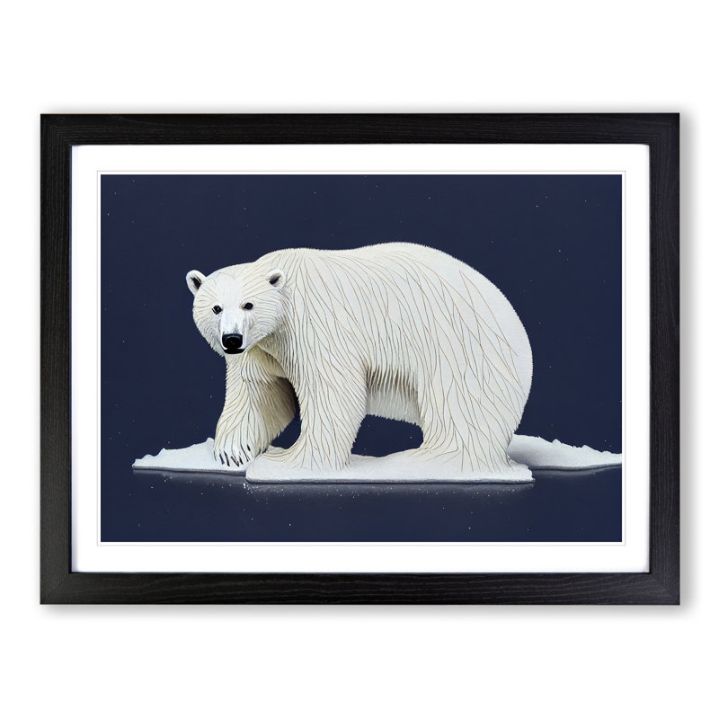 Entrancing Polar Bear - Single Picture Frame Painting, Black, 46cm H x 64cm W x 2cm D