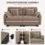Causeuse en chenille 2 places Casselman avec capitonnage matelassé, garniture à pompons, 4 coussins et sièges profonds-1701876473