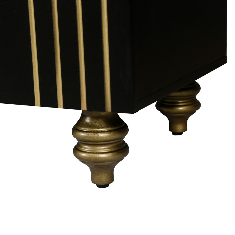 Modern Fluted Sideboard Buffet With Storage, Black