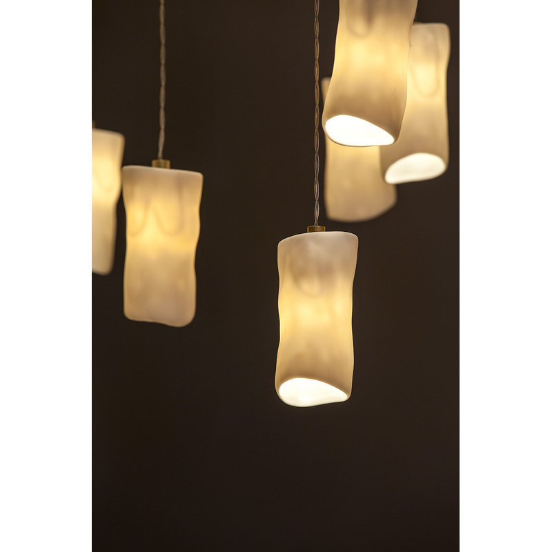Lustre rond amorphe à 19 lumières en porcelaine