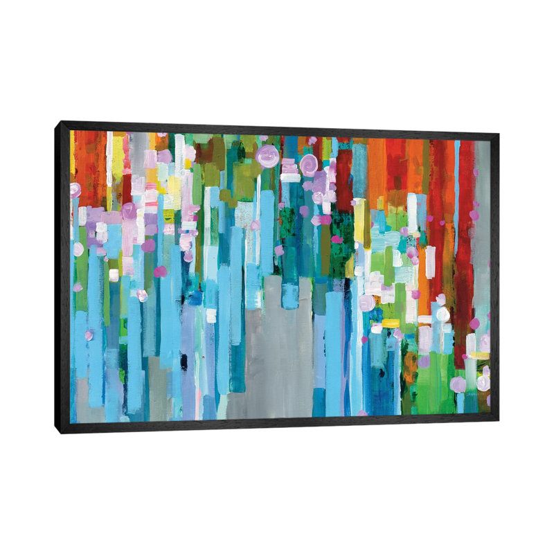 Rainbow Of Stripes In Zoom 1 Piece Wall Art on Canvas, 101.6 cm H x 66.04 cm W, Black Framed