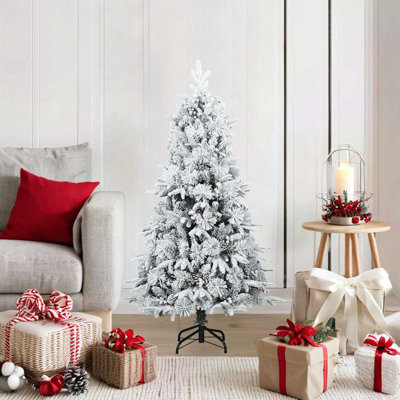  Artificial Hinged Christmas Tree Snow Flocked White