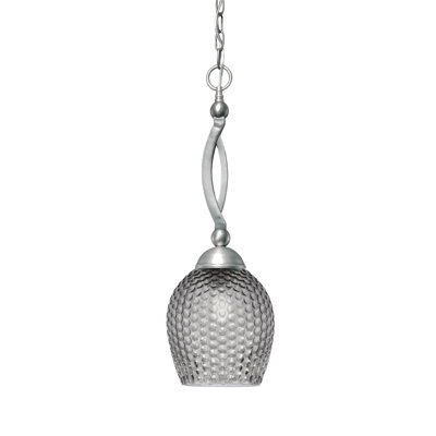 Swanton Chain Hung Pendant Shown In Brushed Nickel Finish With 7.5" Smoke Textured Glass