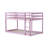  77" Wide Twin over Twin Low Bunk Bed - Solid Rubberwood Floor Bed Frame for Kids - Safety Guardrails and Integrated Ladder - No Box Spring Needed-1208479167