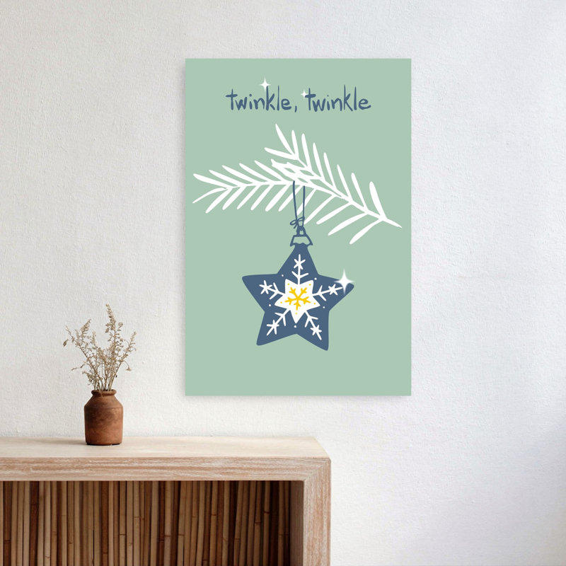 Christmas Star Abstract Contemporary Fir Pine Winter Landscape Wall Art Print 1 Piece Wrapped Canvas Wall Art
