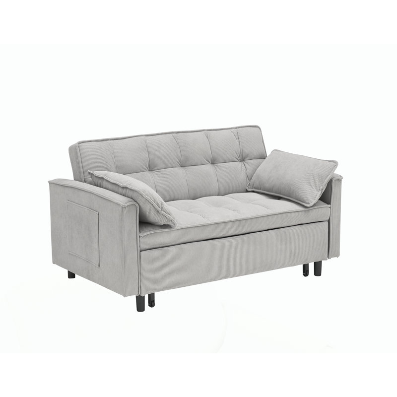 Causeuse avec lit escamotable pour le salon, Light Gray Corduroy