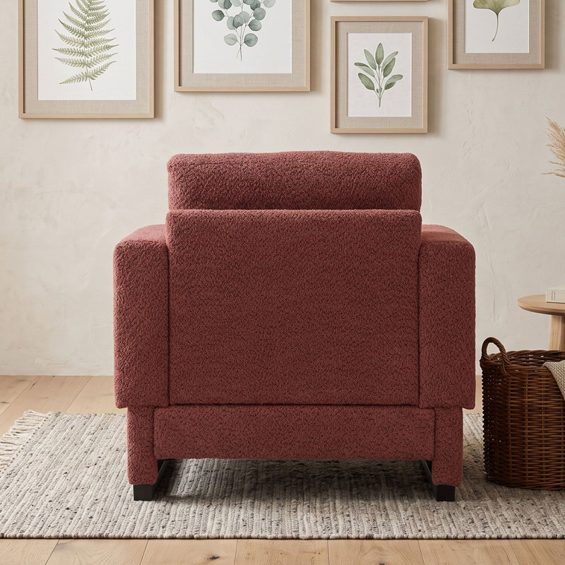 Fauteuil d'appoint rembourré à accoudoirs carrés, Red