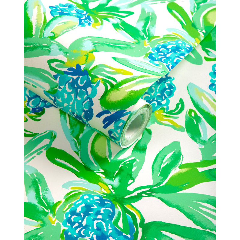 Lilly Pulitzer Island Exotic Wallpaper, Green/Blue