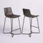 Chaises de pub en cuir reconstitué Winschoten Live Edge, brun foncé
