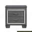Table de chevet style 1pc avec 2 tiroirs et éclairage à DEL avec faux cristaux et poignées de bar au fini gris