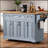 54-Inch Large Kitchen Island with Drop Leaf, Embossed Texture, and Ample Storage for Modern Kitchens and Dining Rooms in Grey Blue-1368036135