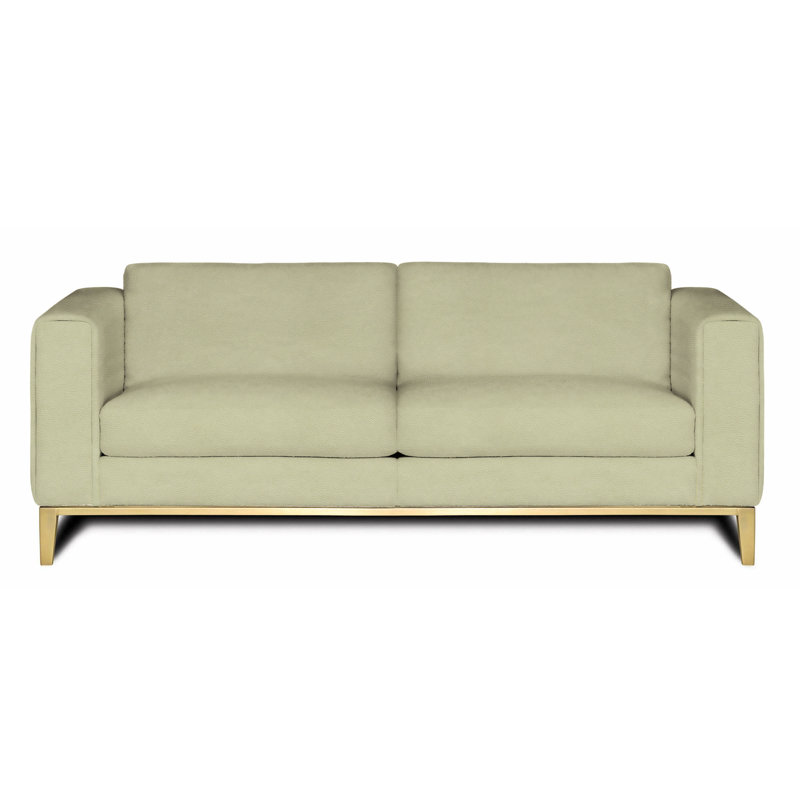 Tobi Leather Sofa, Parchment (Dreamer), Stainless Steel