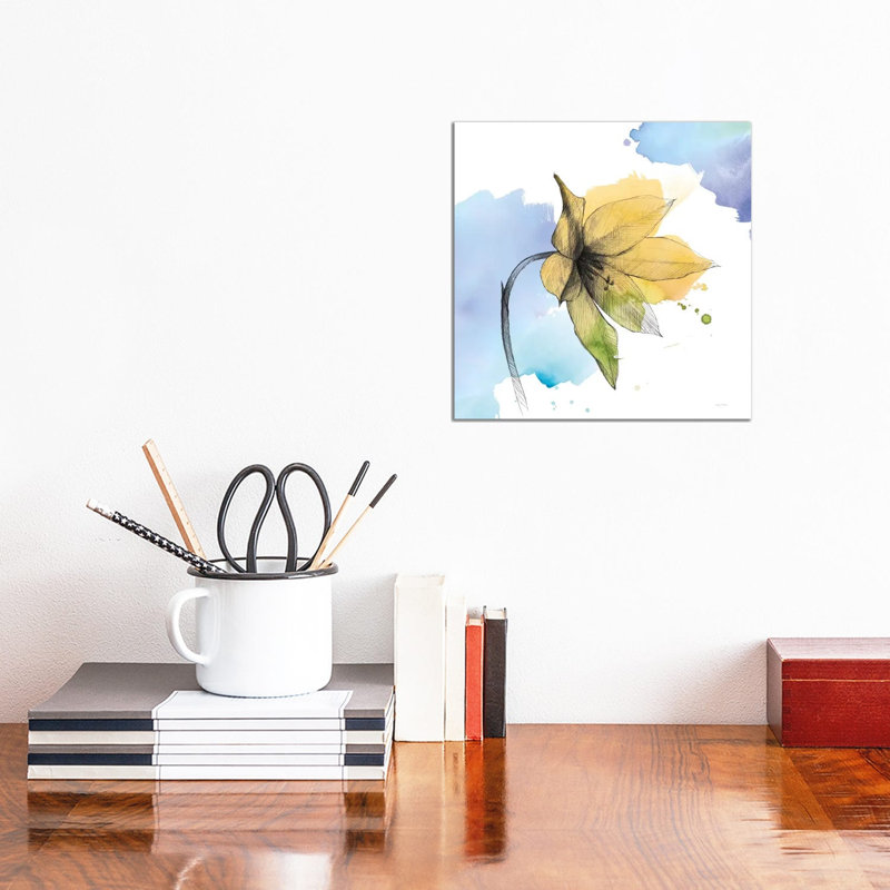 Watercolor Graphite Flower VIII by Avery Tillmon - Wrapped Canvas Painting, 30.48 cm H x 30.48 cm W