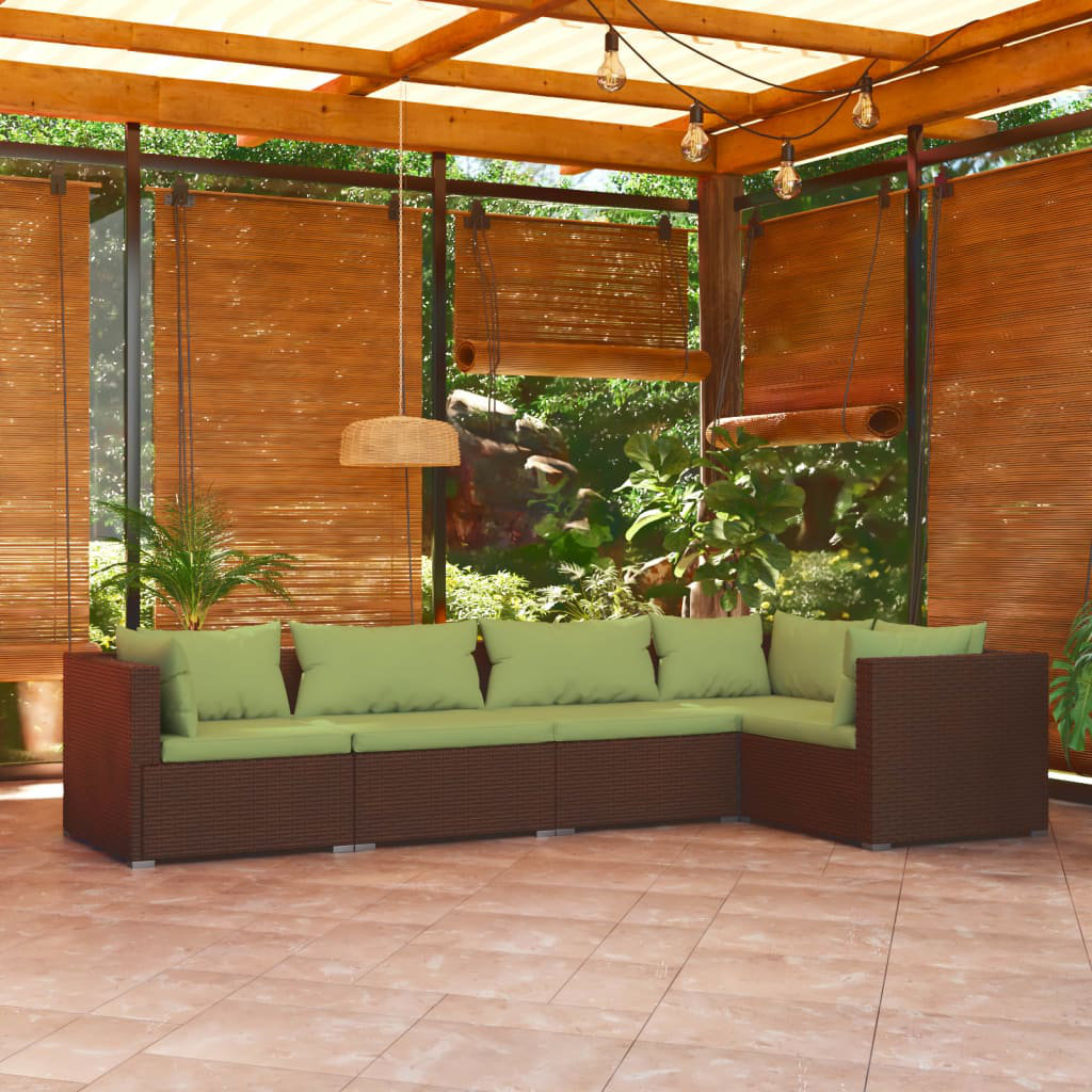 5-Sitzer Lounge-Set Greenbush aus Polyrattan mit Polster