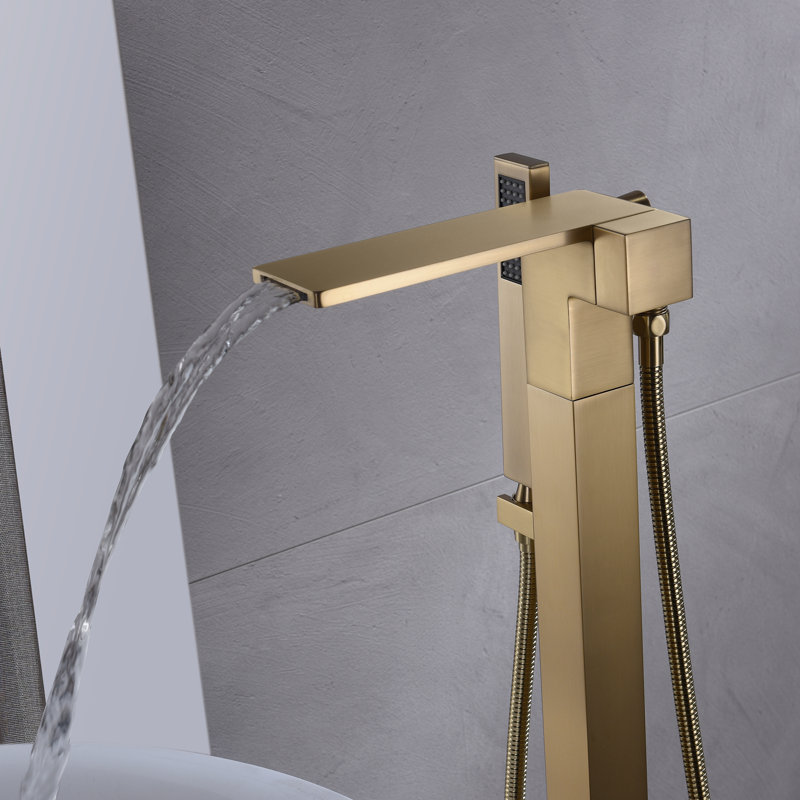 Floor Roman Tub Faucet with Diverter, Brushed Gold