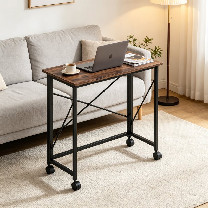 MDF Steel Computer Desk, Rustic Brown