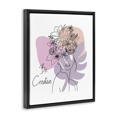 Be Creative Portrait Gold Framed Floater Canvas Wall Art by Chen Alyesh