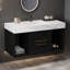 Meuble-lavabo flottant 39,4 po avec lavabo en céramique, 2 tiroirs muraux à fermeture en douceur et plateau en ardoise blanche-877292123