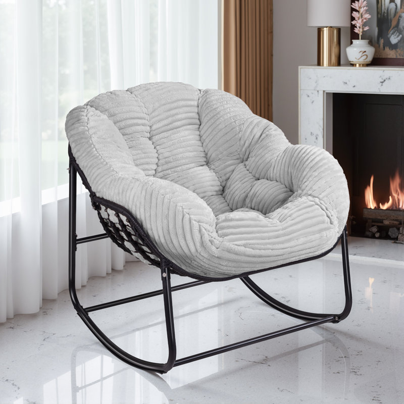 Chaise berçante surdimensionnée avec coussin, Gris clair