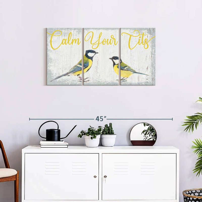 " Calm Your Tits Sign Multi Piece Canvas Print " 3 - Pieces, 18" H x 38" W