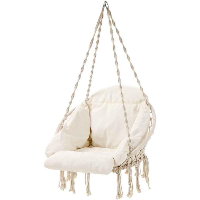 La chaise suspendue avec coussin Nordic Hygge Fabry peut supporter jusqu'à 264 lb., Blanc