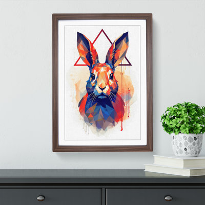 Rabbit Geometric - Single Picture Frame Print on Wood