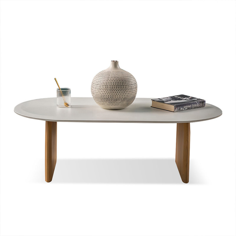 White Solid Wood Oval Coffee Table