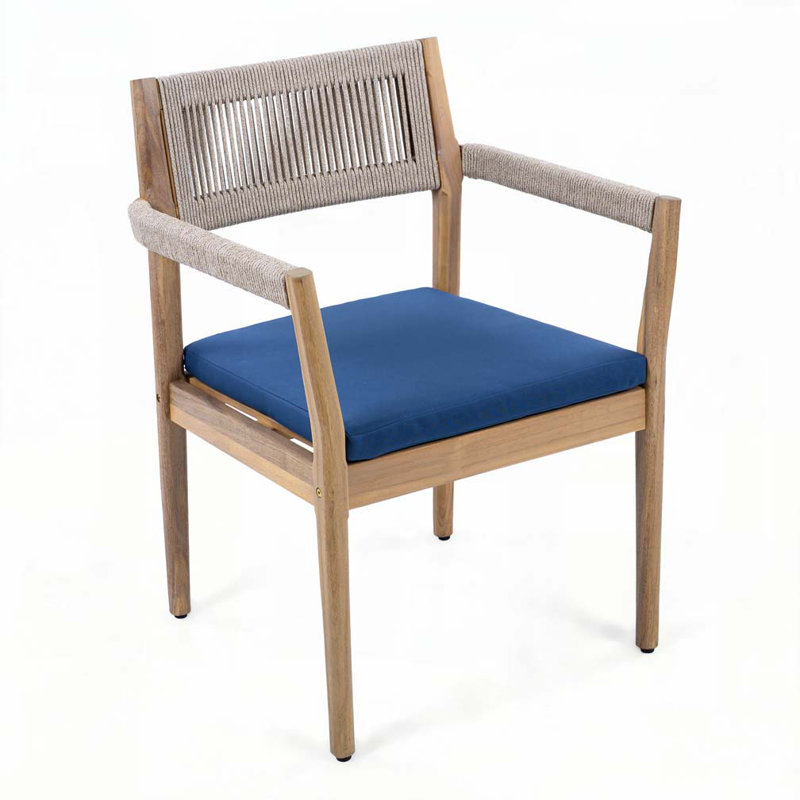 Acacia Wood Outdoor Dining Chairs, Navy