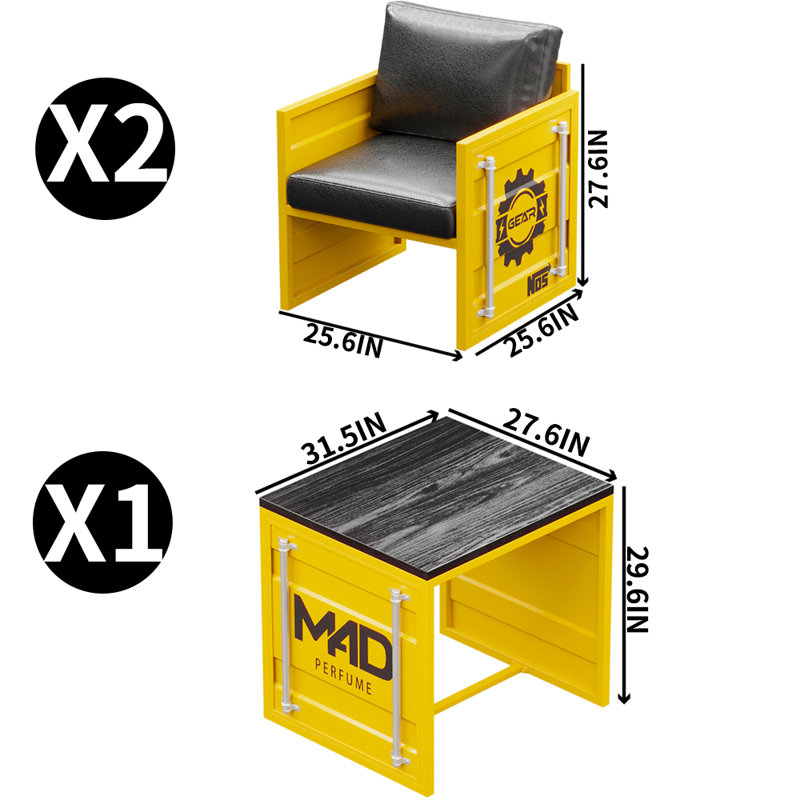 Ensemble de table et chaises de style industriel Ensemble de salle à manger rectangulaire L 31,5 po x l 27,6 po