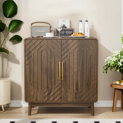 Buffet buffet avec rangement, buffet sculpté à 2 portes, armoire d'appoint multifonctionnelle avec panneau à couches réglables